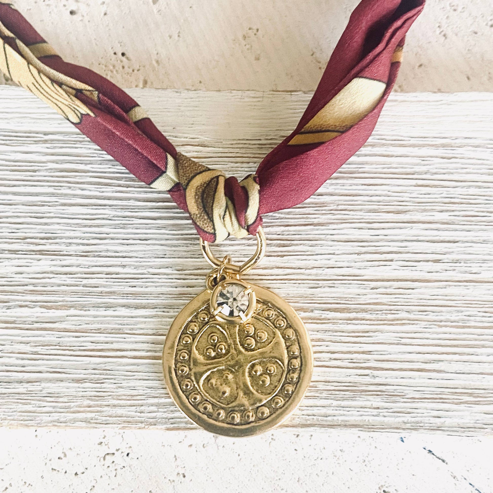 Scarf Necklace w/ Charms + Pendants