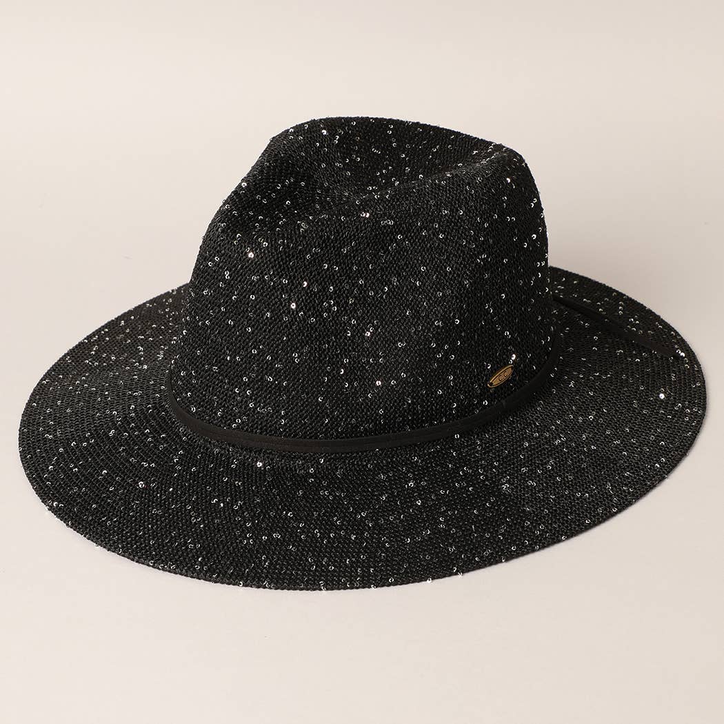 Sequined Knitted Panama Hat