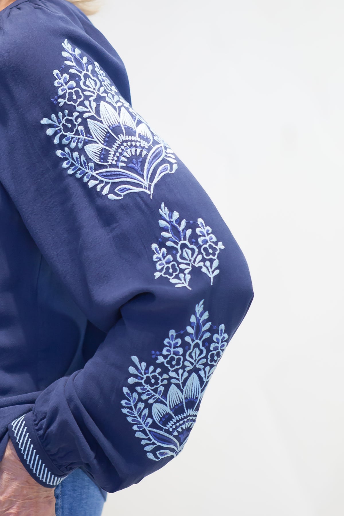 Maeve Embroidered Button Blouse