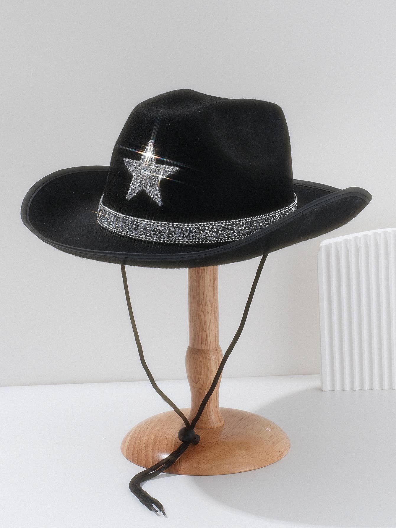 Shimmering Star Festival Cowboy Hat in Black