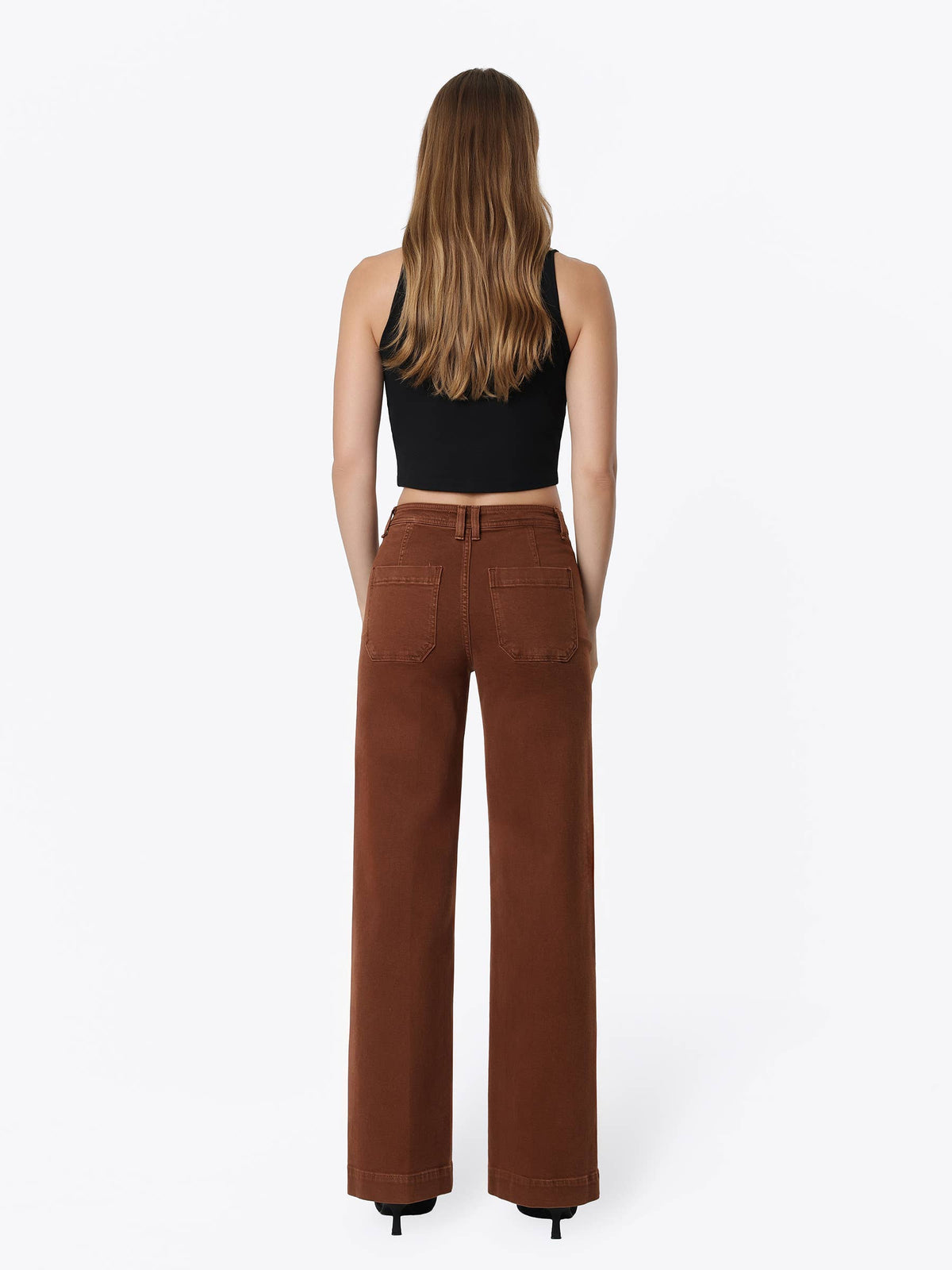 Cambria High Rise Patch Pocket Wide Jeans