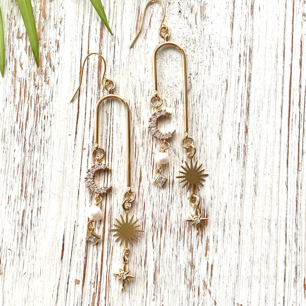 Sun + Moon Celestial Boho Earrings