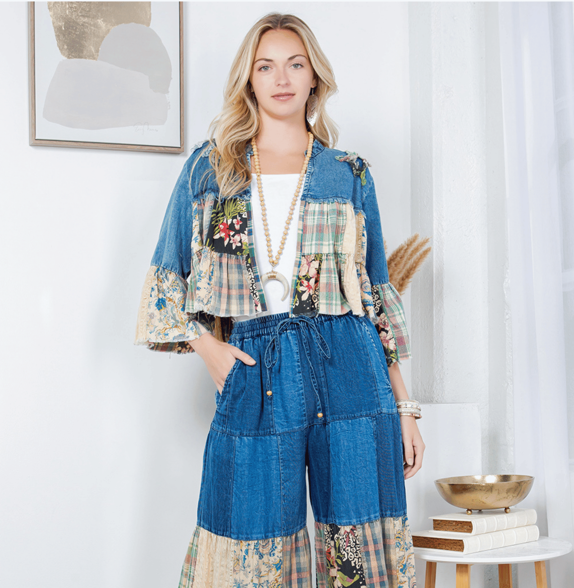 Boho Patchwork and Denim Summer Top