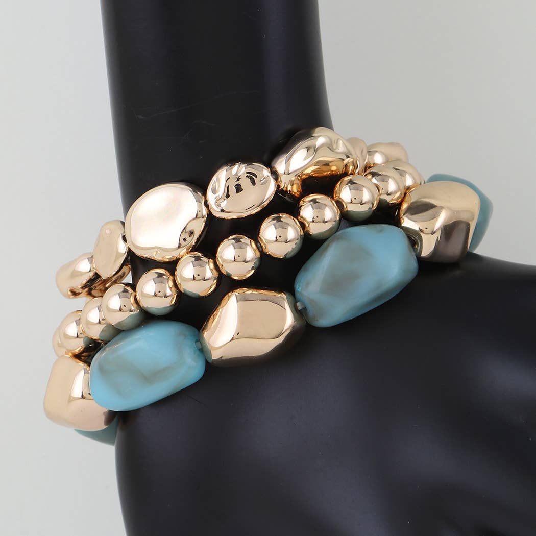 Triple Stone Beaded Bracelet