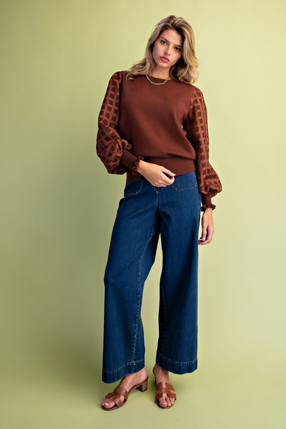 Eliza Organza Sleeve Knit Sweater