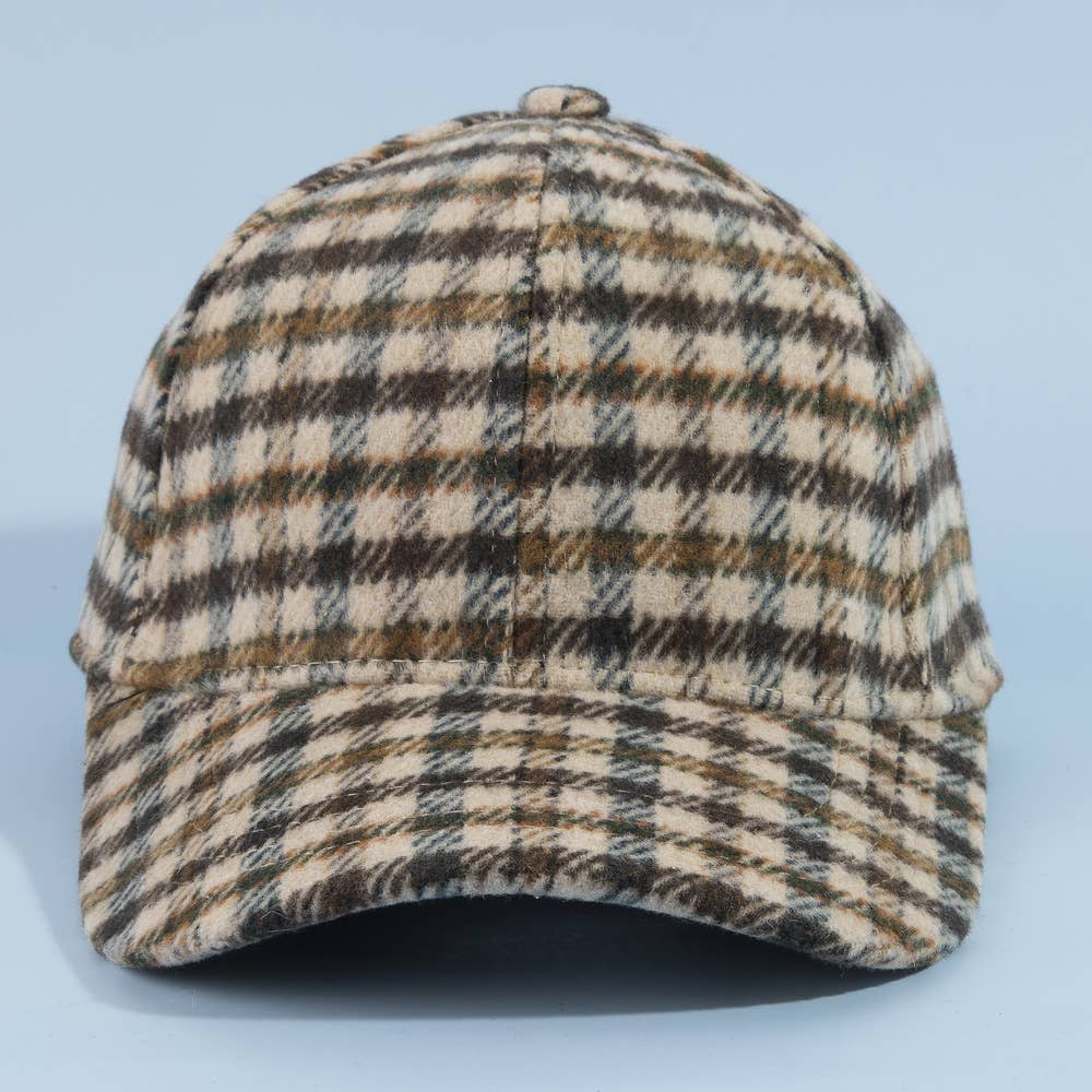 Tartan Check Curved Brim Baseball Cap