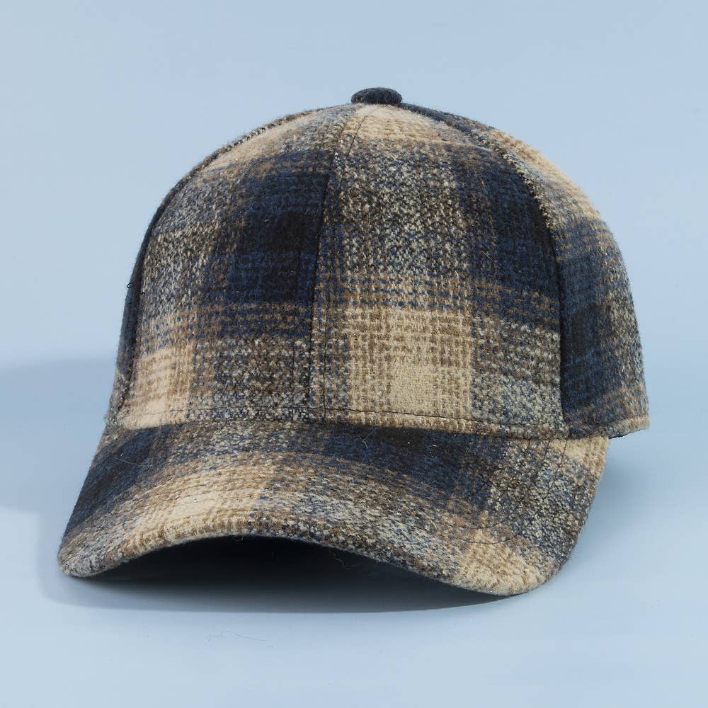 Shadow Plaid Curved Brim Baseball Cap