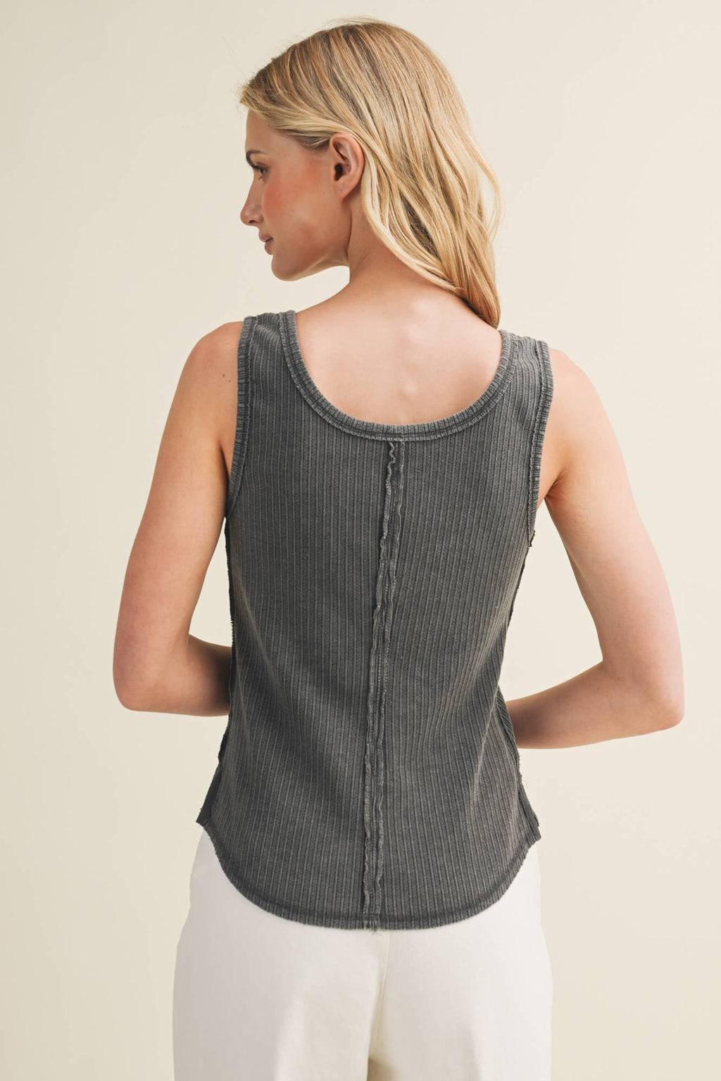 Deconstructed Vertebral Seam Ribbed Top