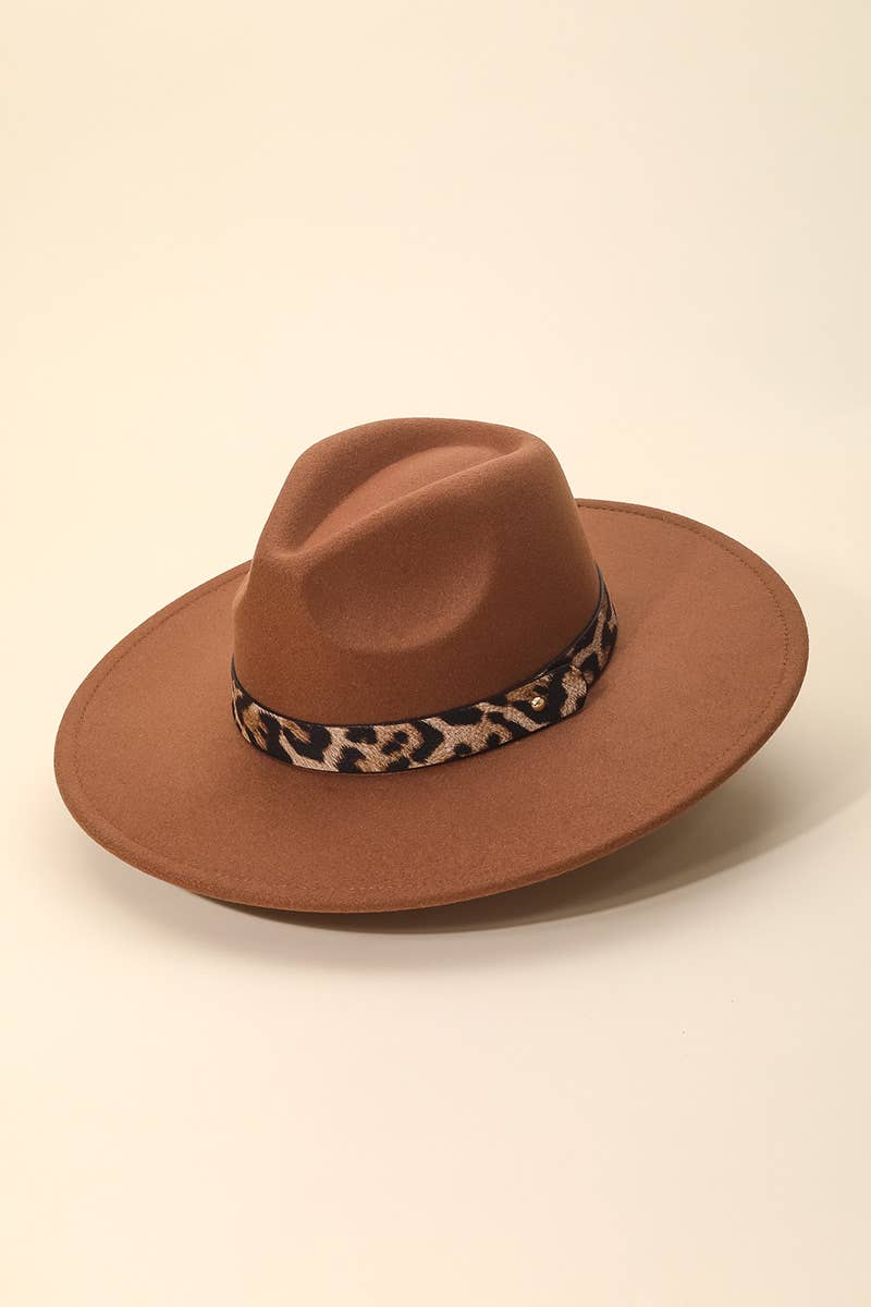 Falling For You Leopard Trim Fedora Hat
