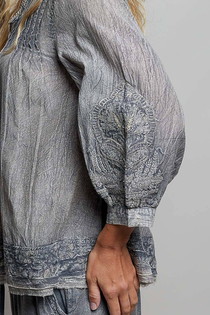 Larissa Embroidered Tassel Blouse