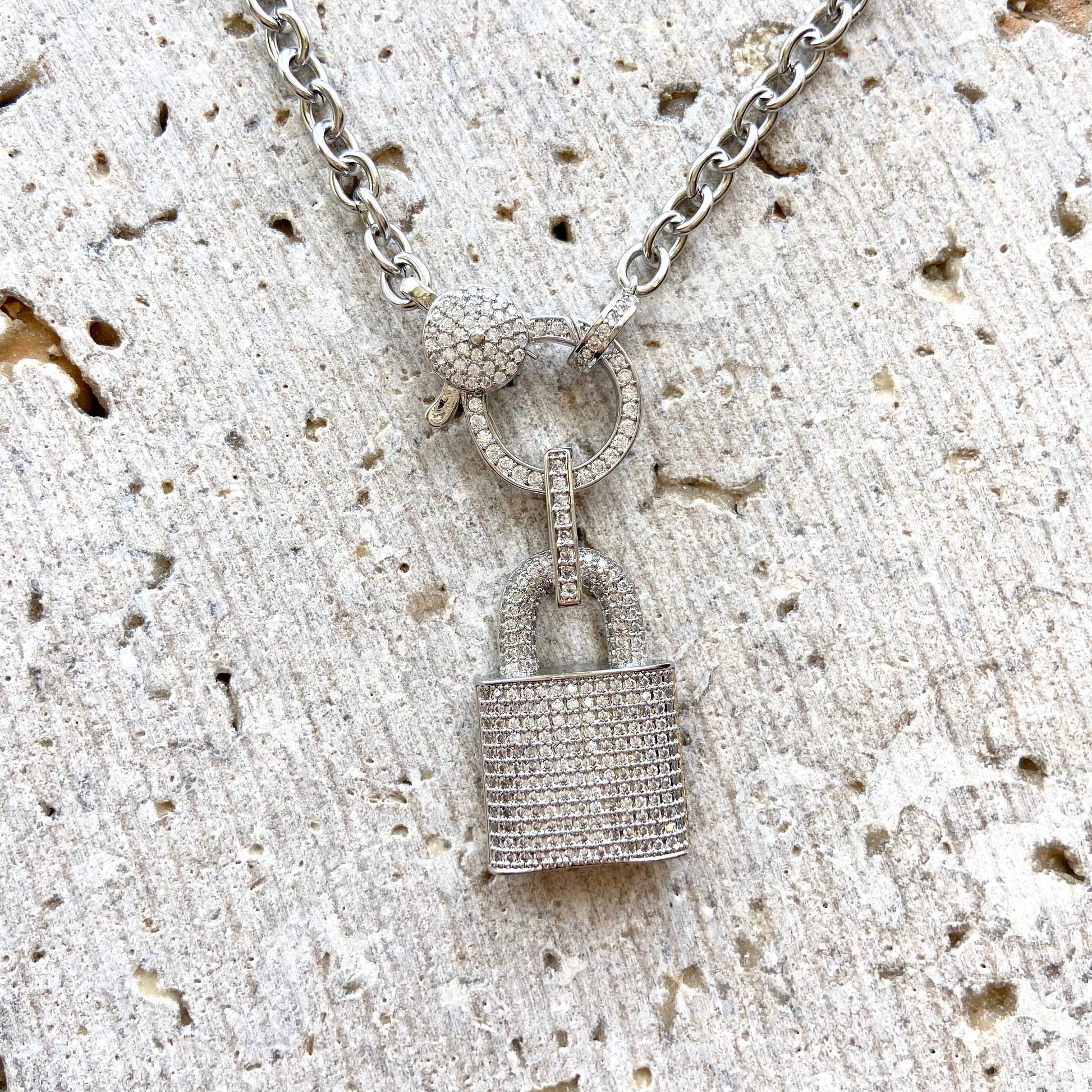 Lock Necklace w/ Micro Pave