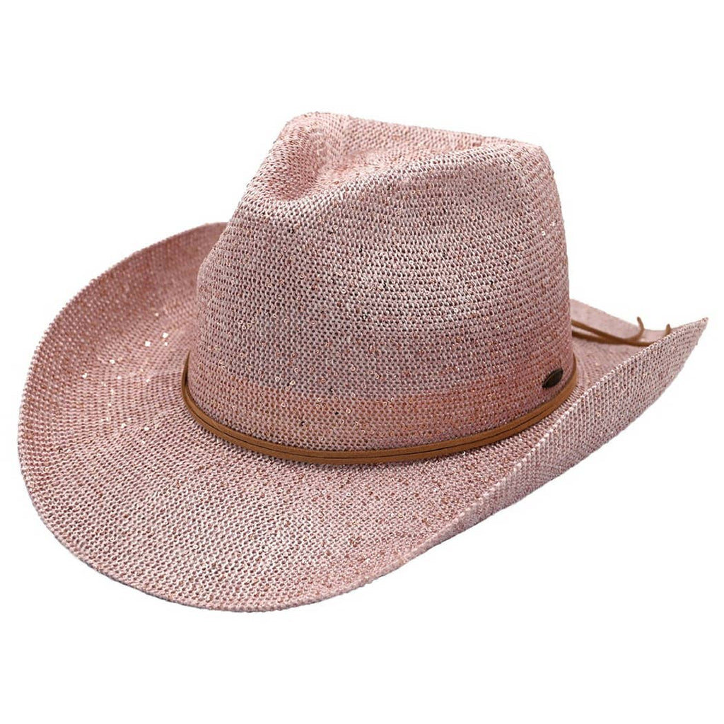 Sequin Cowboy Hat with Suede String