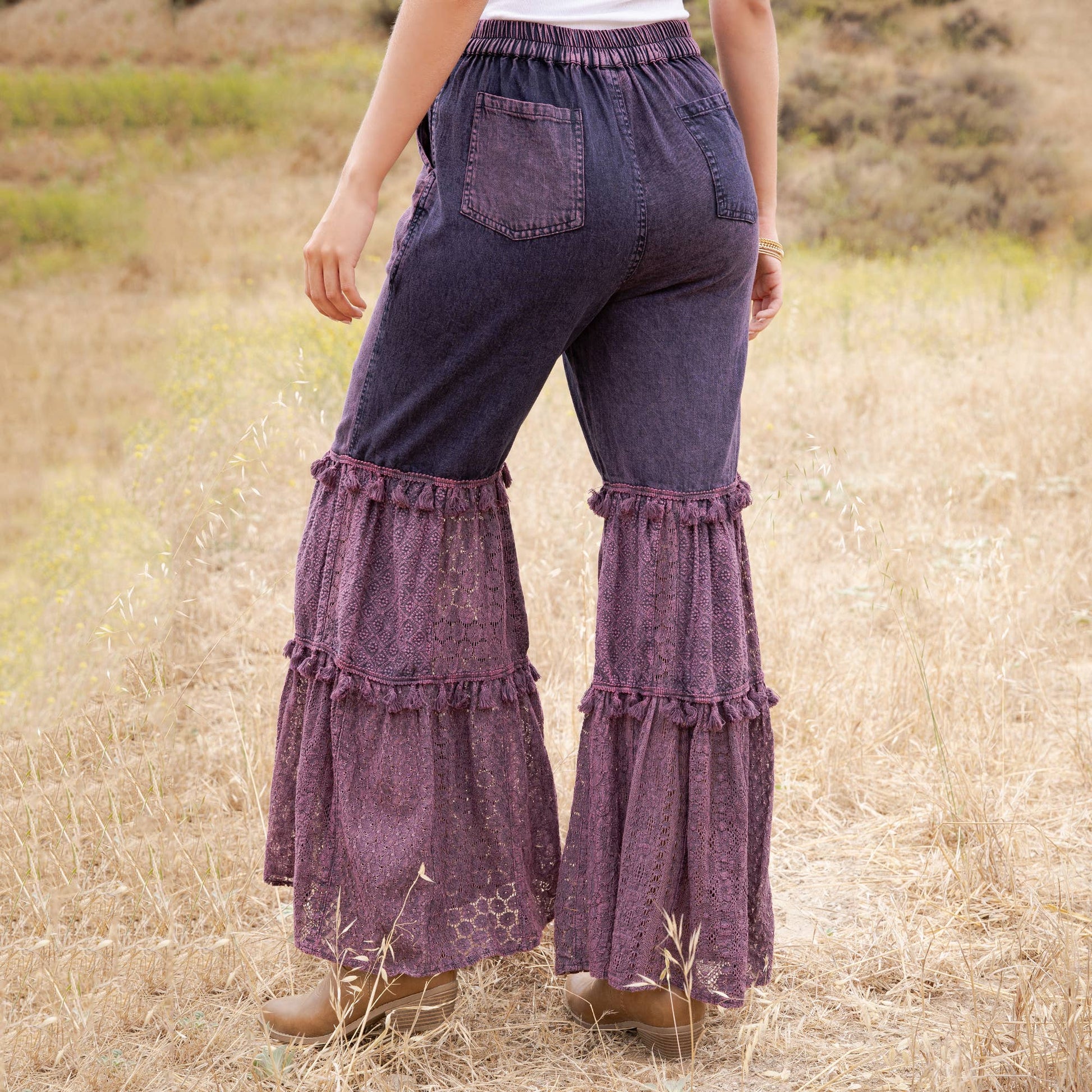 Wildflower Tiered Lace Wide Leg Pants
