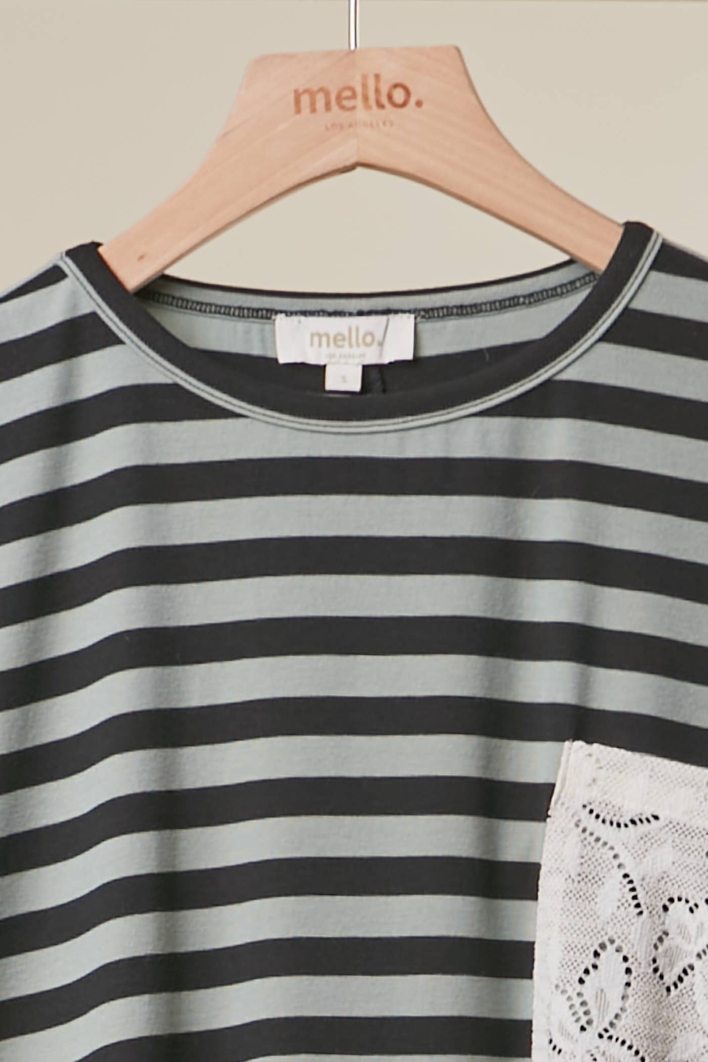 Striped Lace Trim Relaxed Top
