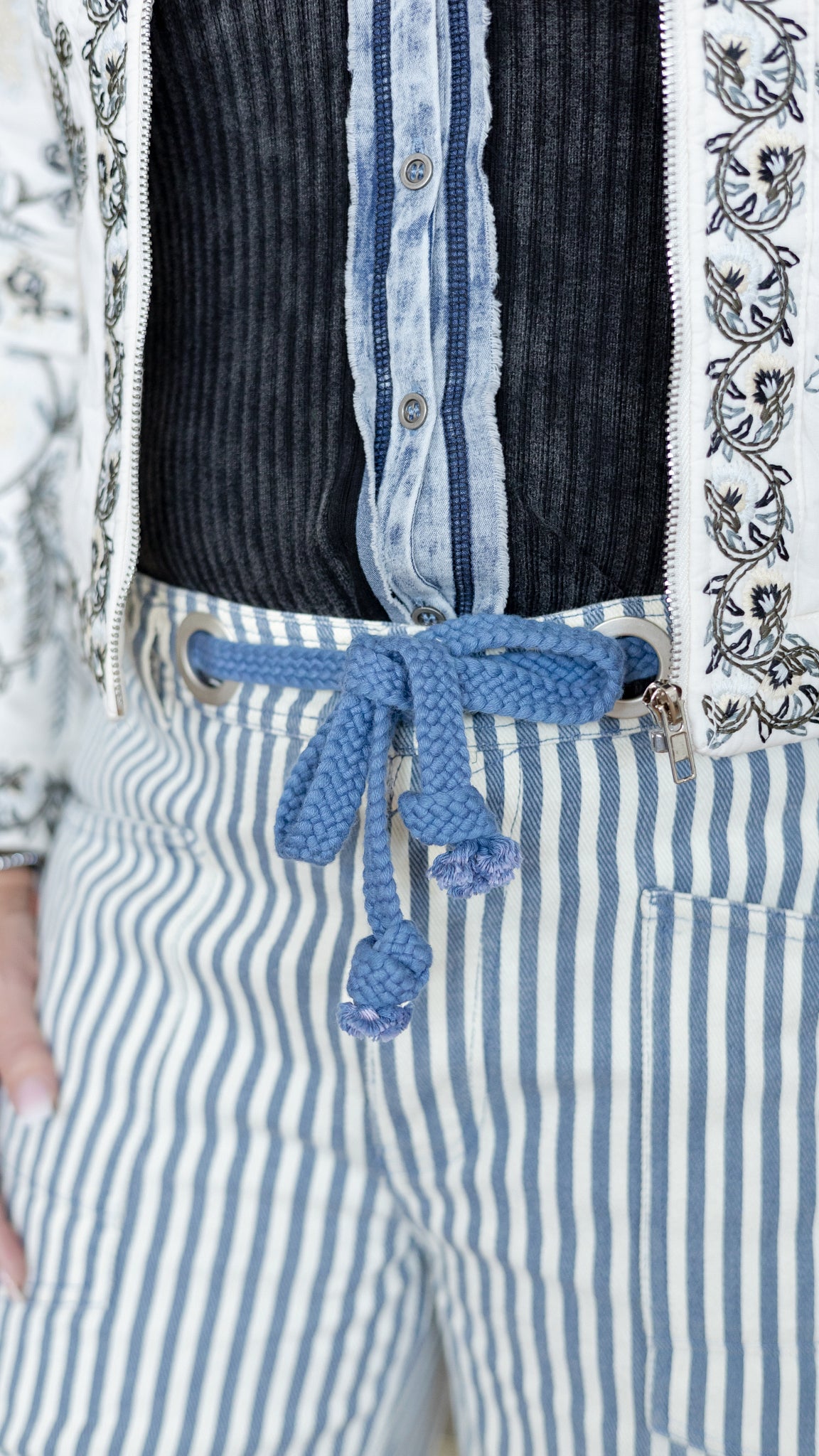 Sophia Striped Pants - Blue Stripe Wide Leg