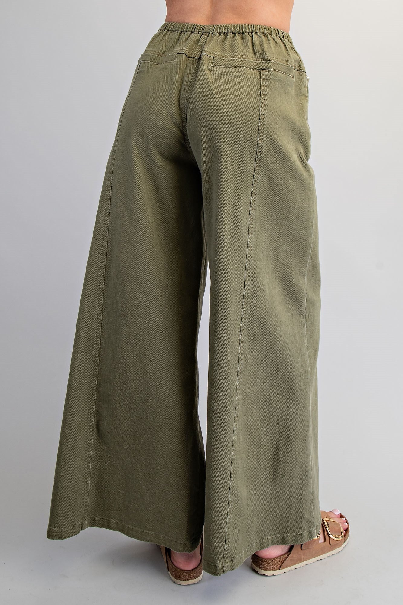 Mineral Washed Waist Tie Wide Leg Pants
