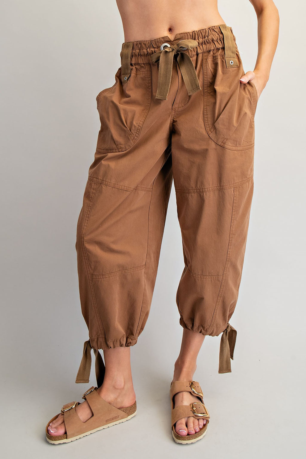 Mineral Washed Tied Cuff Jogger Pants
