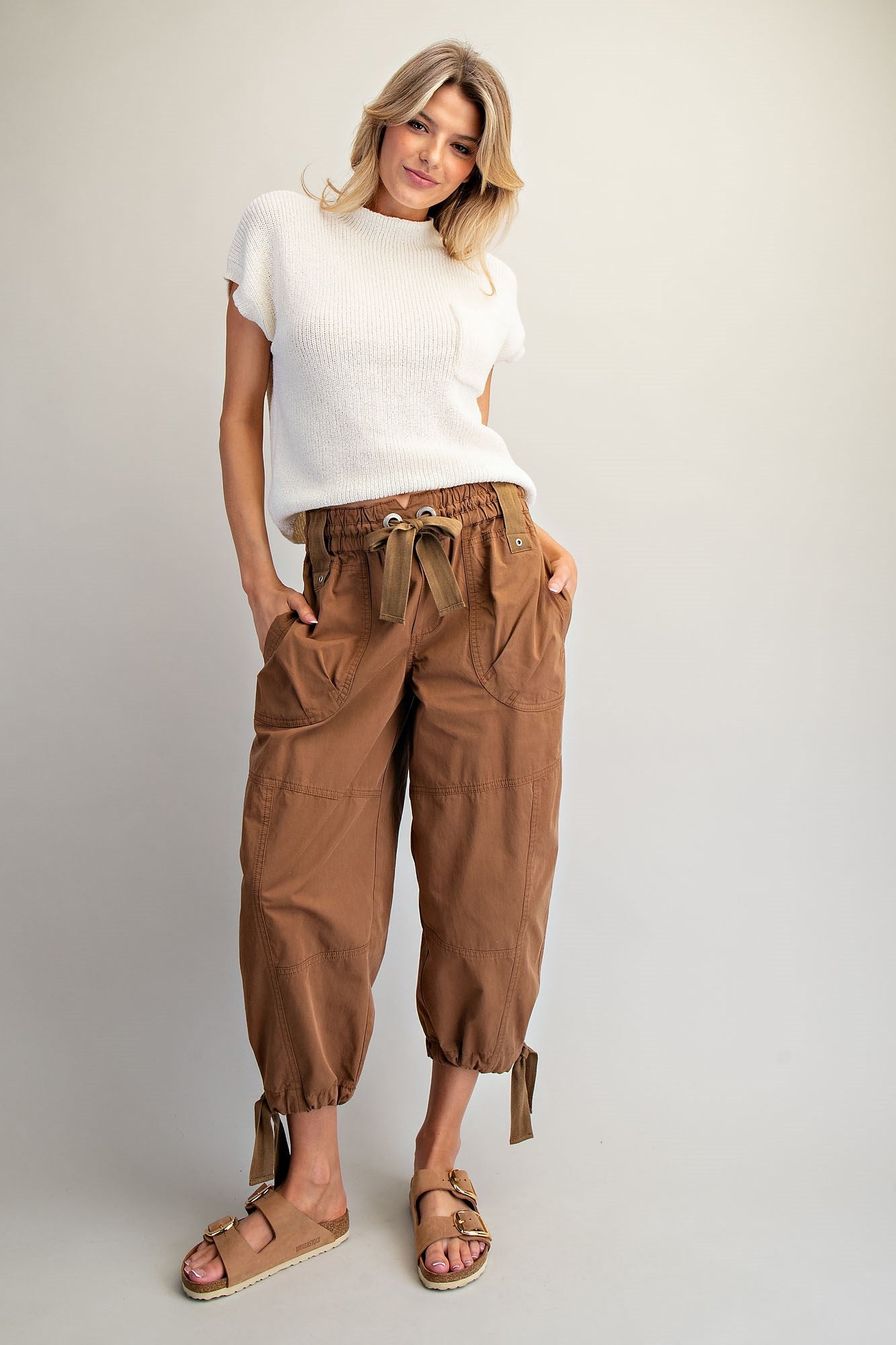 Mineral Washed Tied Cuff Jogger Pants