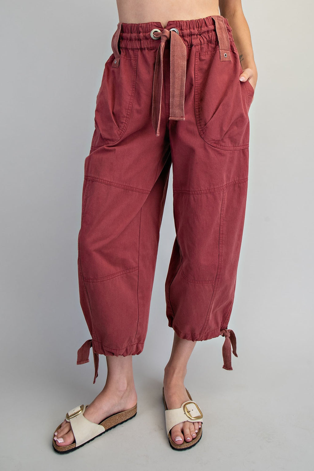 Mineral Washed Tied Cuff Jogger Pants