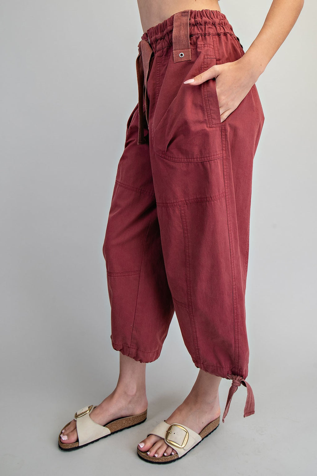 Mineral Washed Tied Cuff Jogger Pants