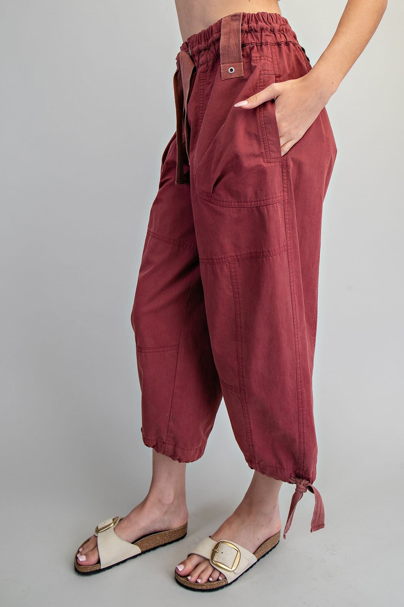 Mineral Washed Tied Cuff Jogger Pants