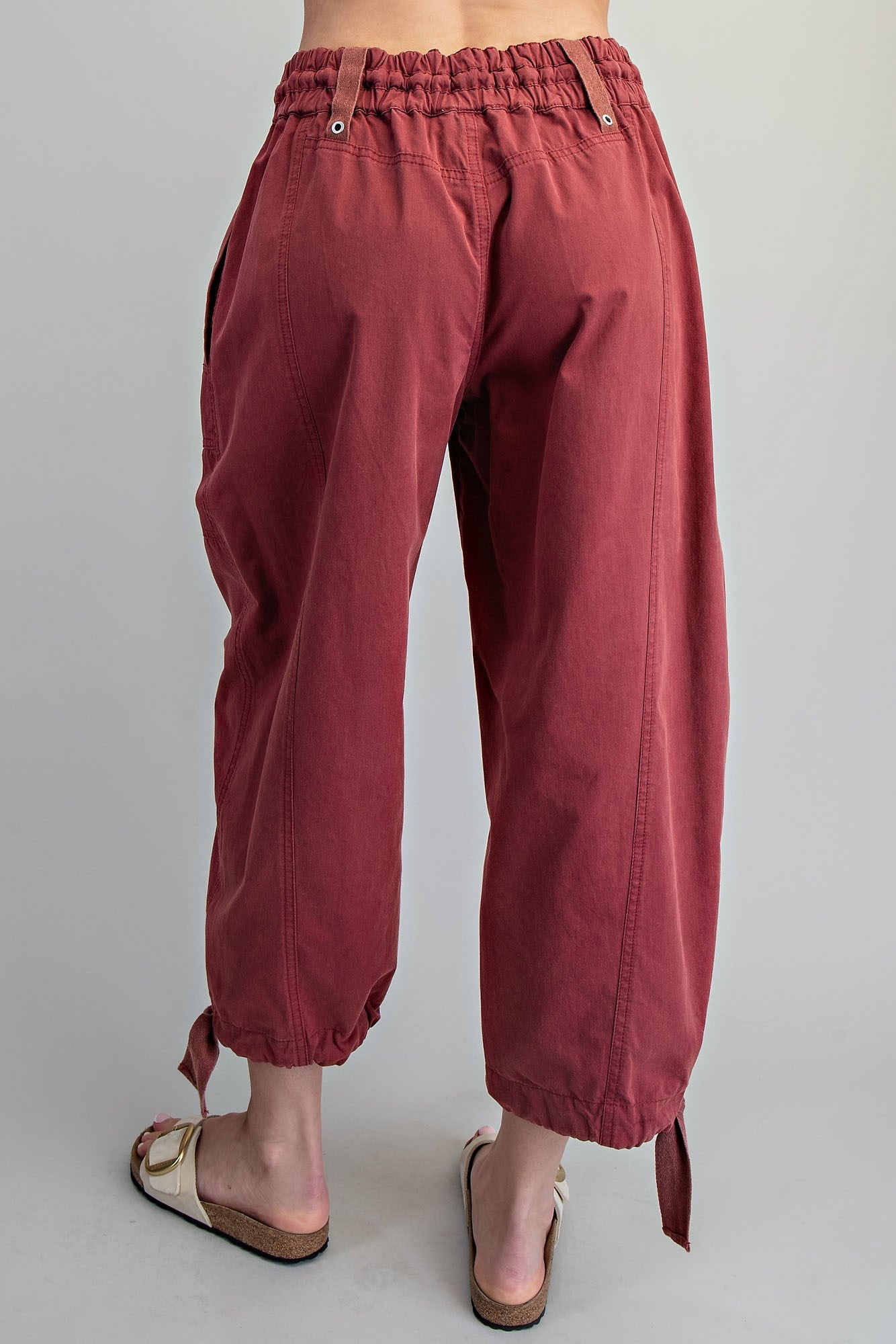Mineral Washed Tied Cuff Jogger Pants
