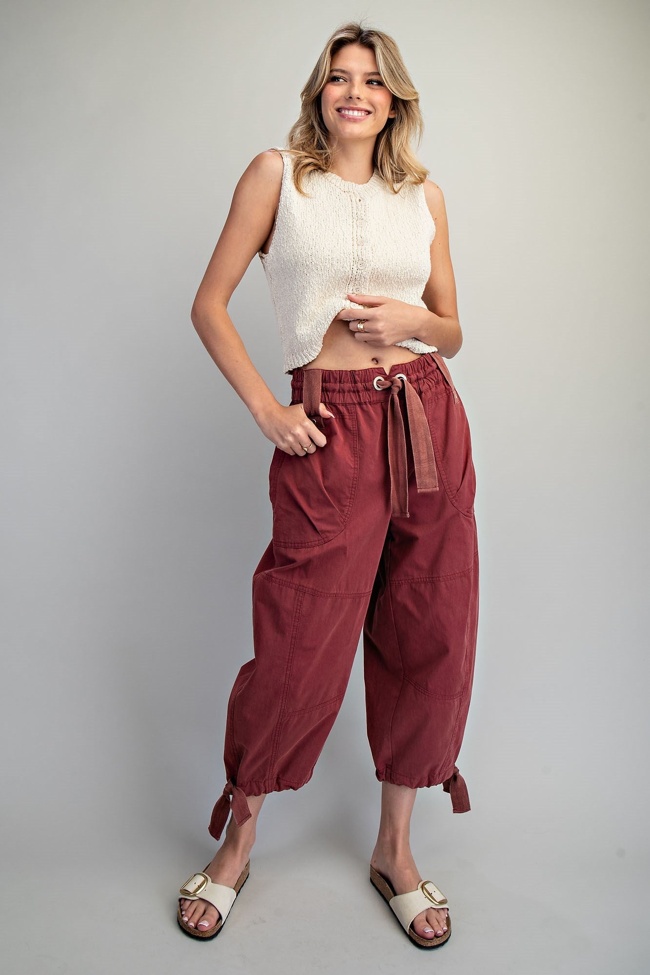 Mineral Washed Tied Cuff Jogger Pants