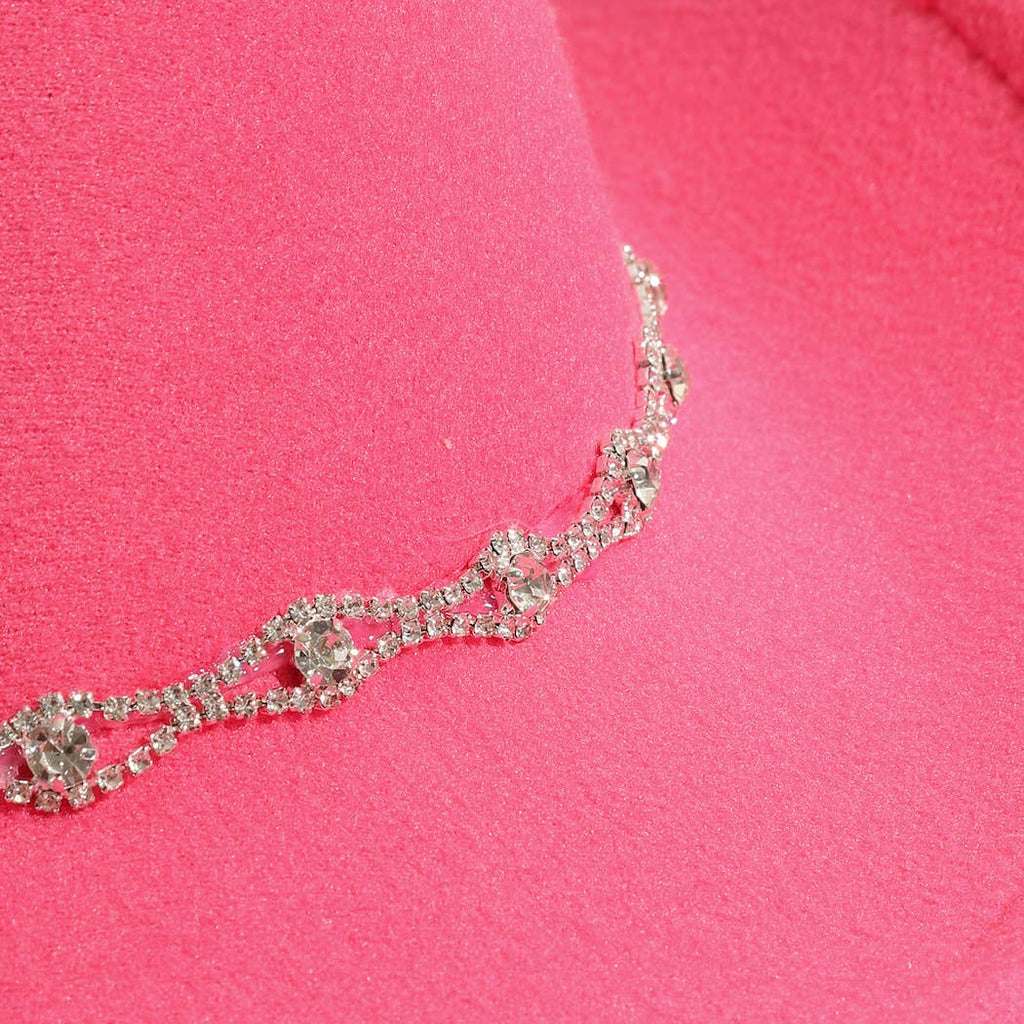 Rhinestone Decorative Solid Color Cowboy Hat