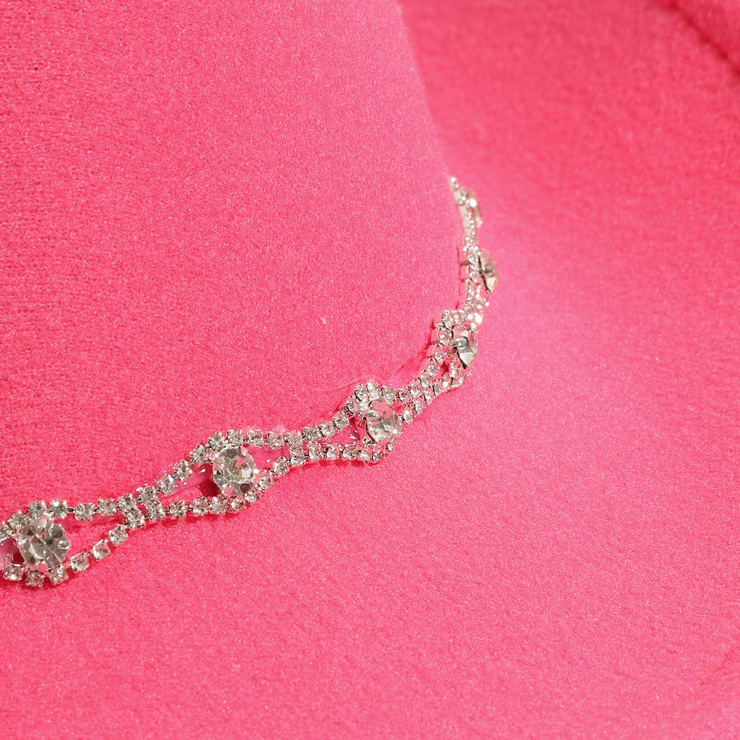 Rhinestone Decorative Solid Color Cowboy Hat