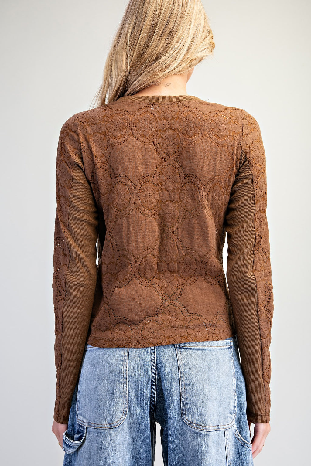 Lace Panel Button Down Top