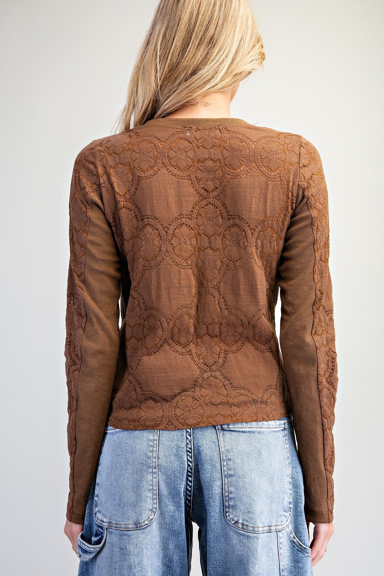 Lace Panel Button Down Top