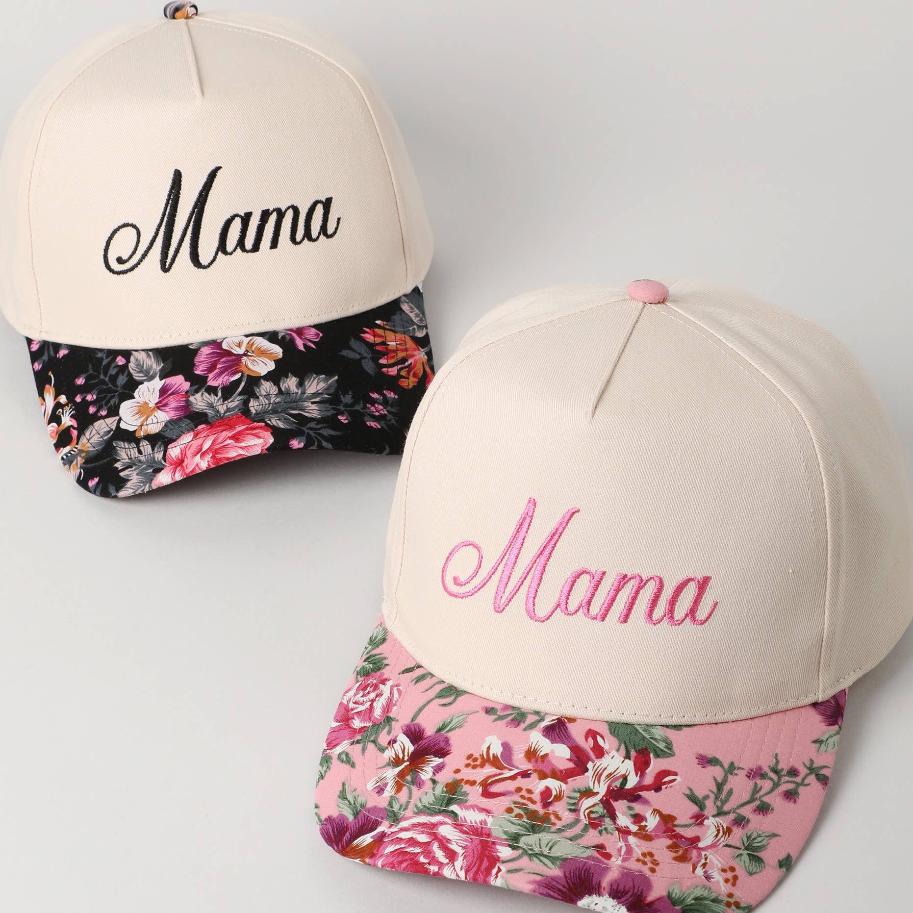 Mama Embroidery Floral Two-Tone Trucker Hat