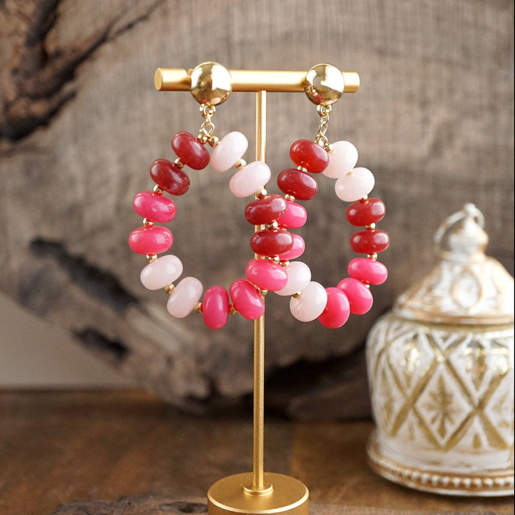 Sunlit Tides – Candy-Toned Beaded Teardrop Earrings