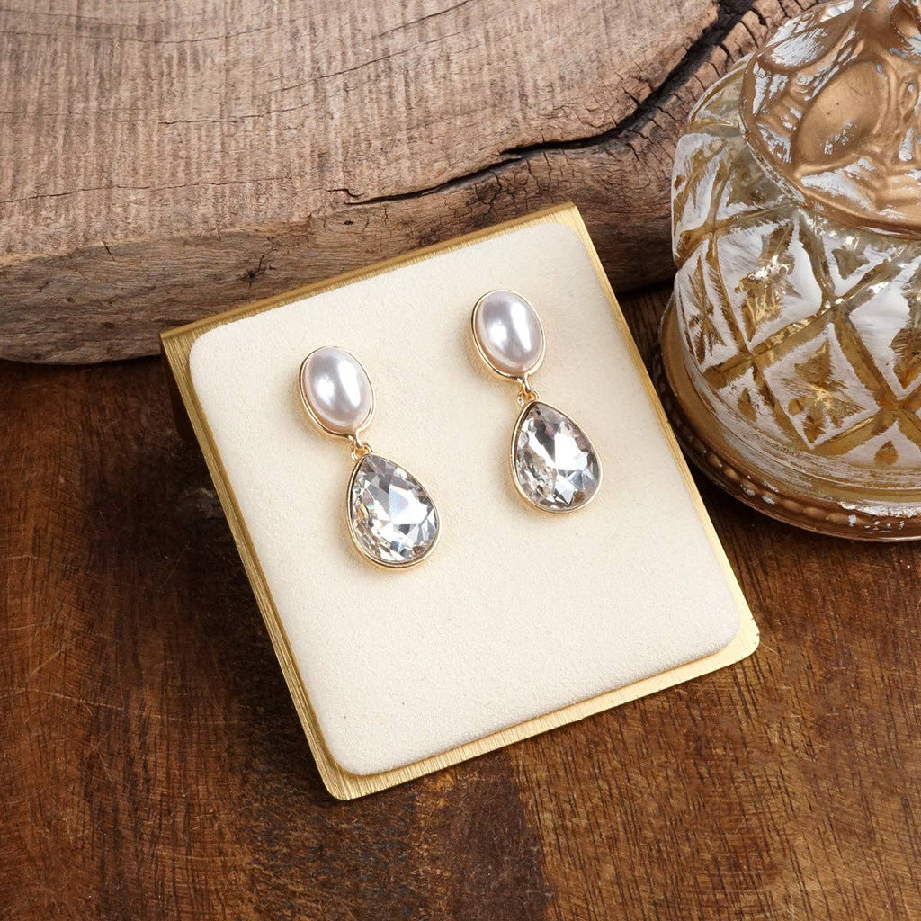 Moonlit Grace – Classic Teardrop Jeweled Statement Earrings