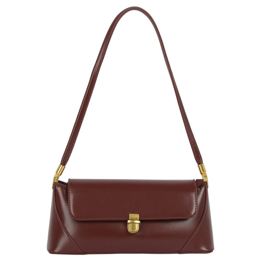 Push Lock Flap Shoulder Bag