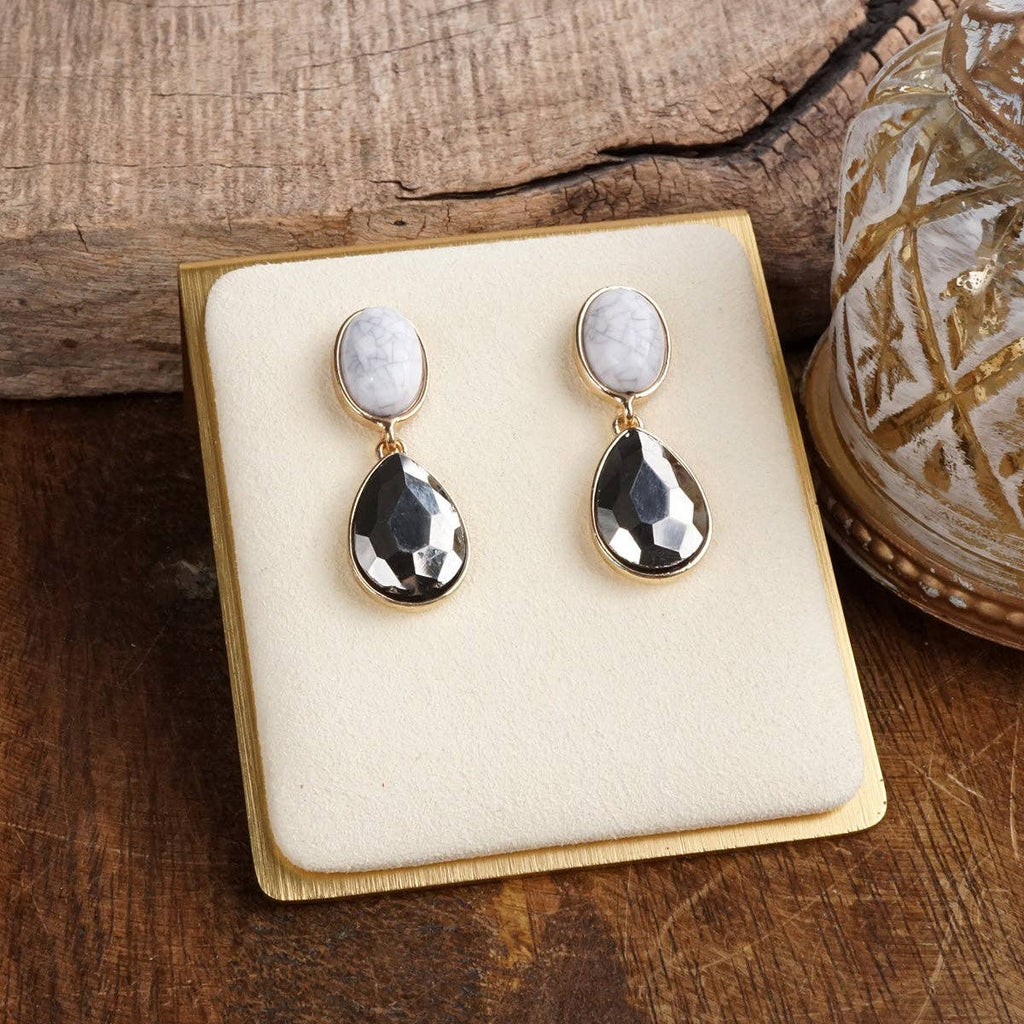 Moonlit Grace – Classic Teardrop Jeweled Statement Earrings