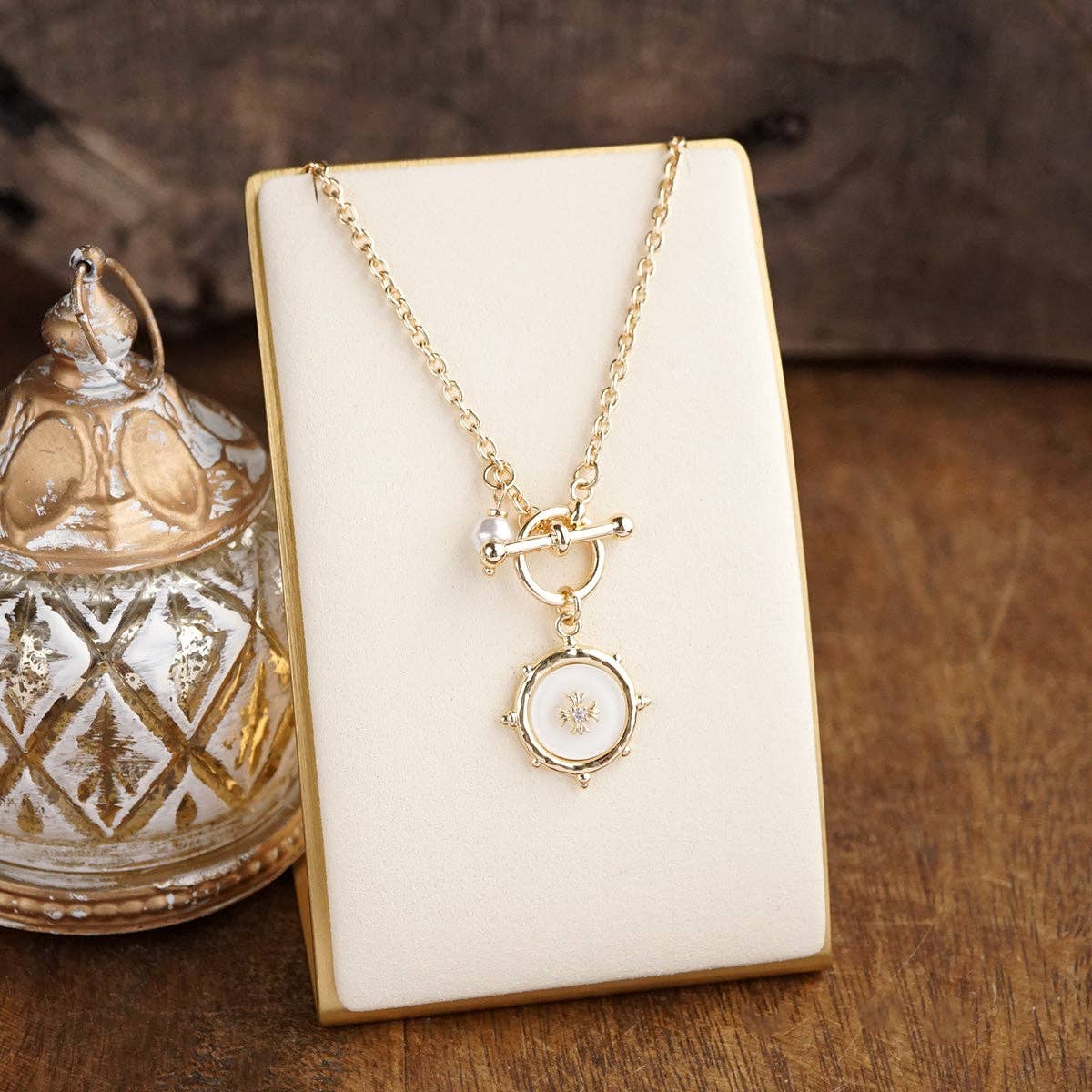 Desert Halo – Cross Medallion Toggle Necklace