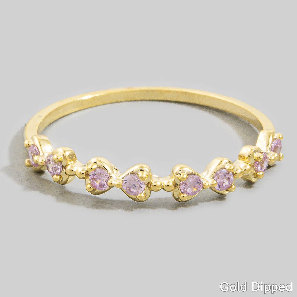 Cz Round Stone Pave Semi Eternity Band Ring