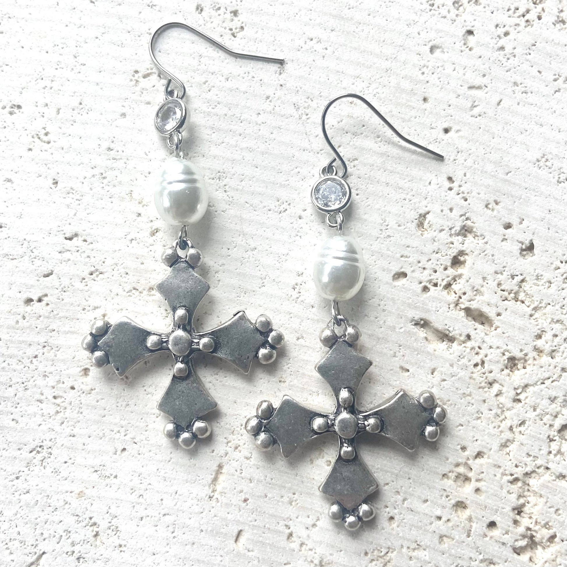 French Cross Earrings