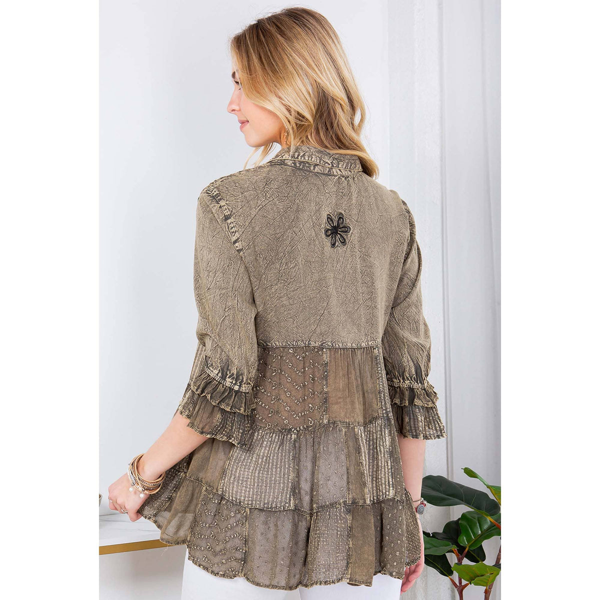Chasing Daylight Embroidered Button-Down Tunic