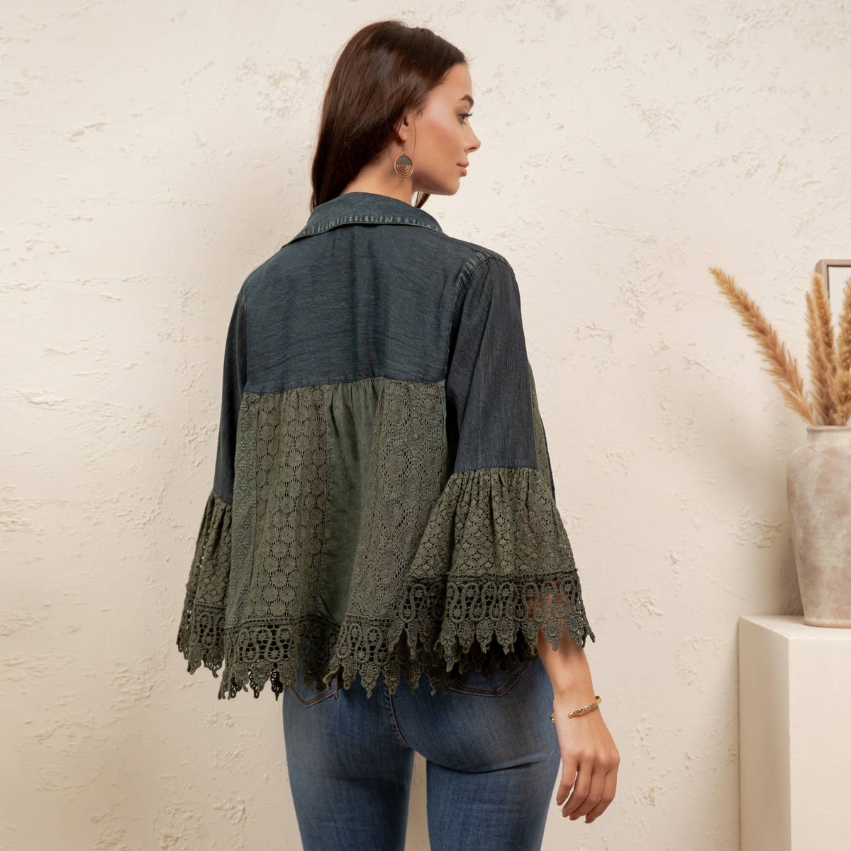 Juniper Crochet Lace Bell Sleeve Jacket