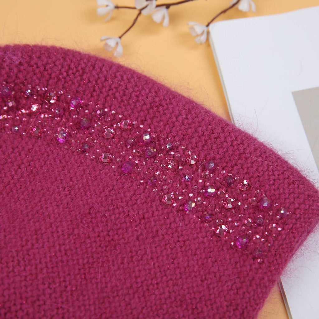 Elegant Sparkle Embellished Pompom Hat