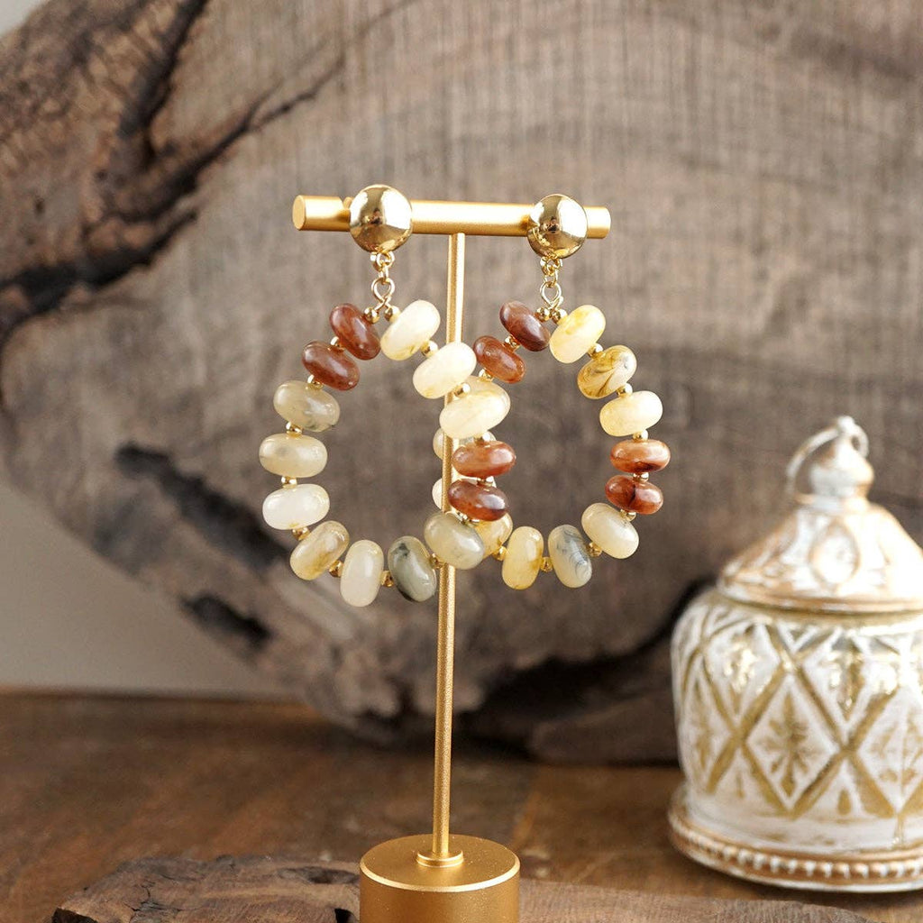 Sunlit Tides – Candy-Toned Beaded Teardrop Earrings