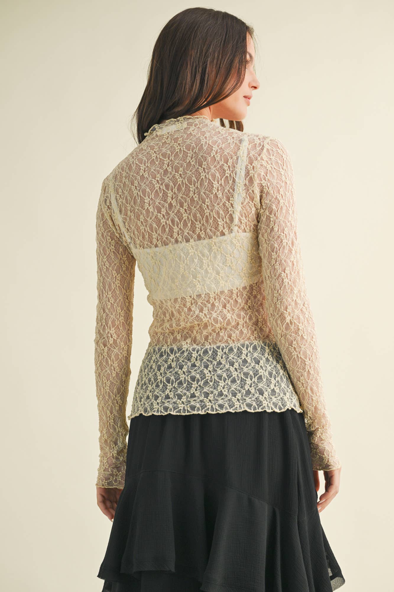 Demi Softened Versatile Lace Mock Neck Top