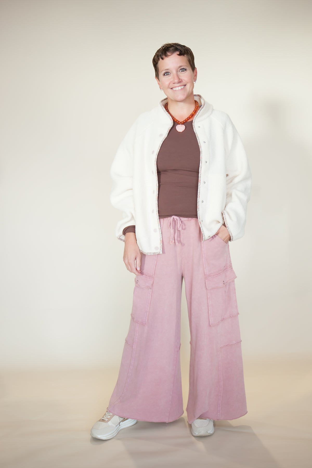 Nomad Wide Leg Terry Cargo Pants