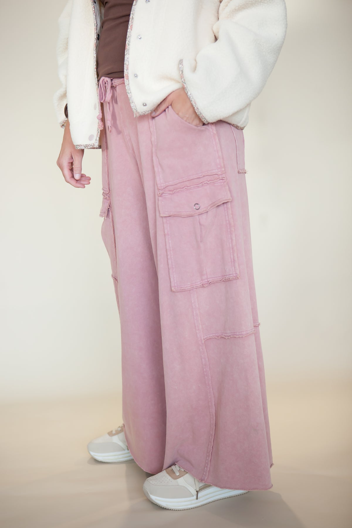 Nomad Wide Leg Terry Cargo Pants