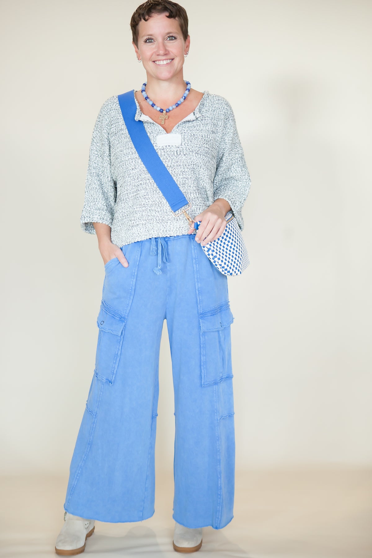 Nomad Wide Leg Terry Cargo Pants