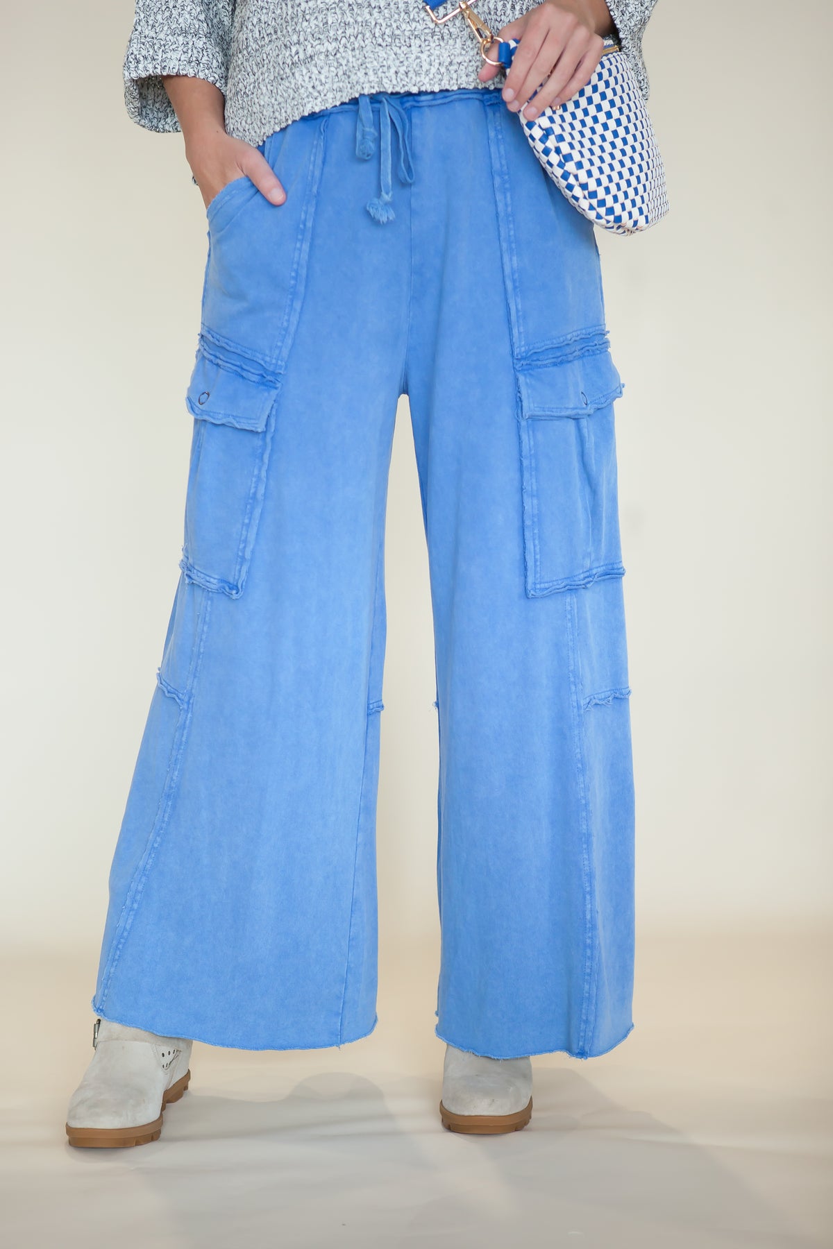Nomad Wide Leg Terry Cargo Pants