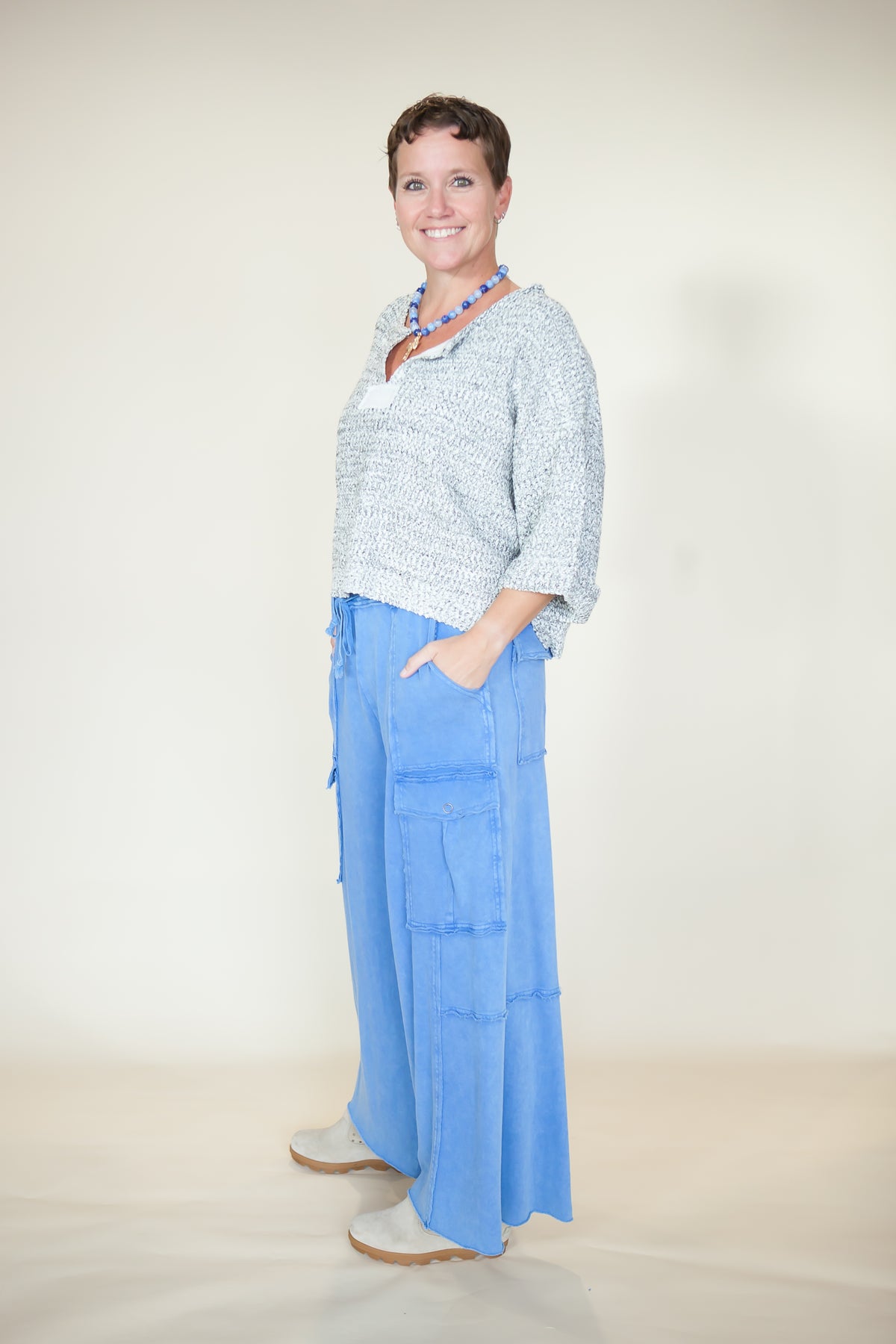 Nomad Wide Leg Terry Cargo Pants