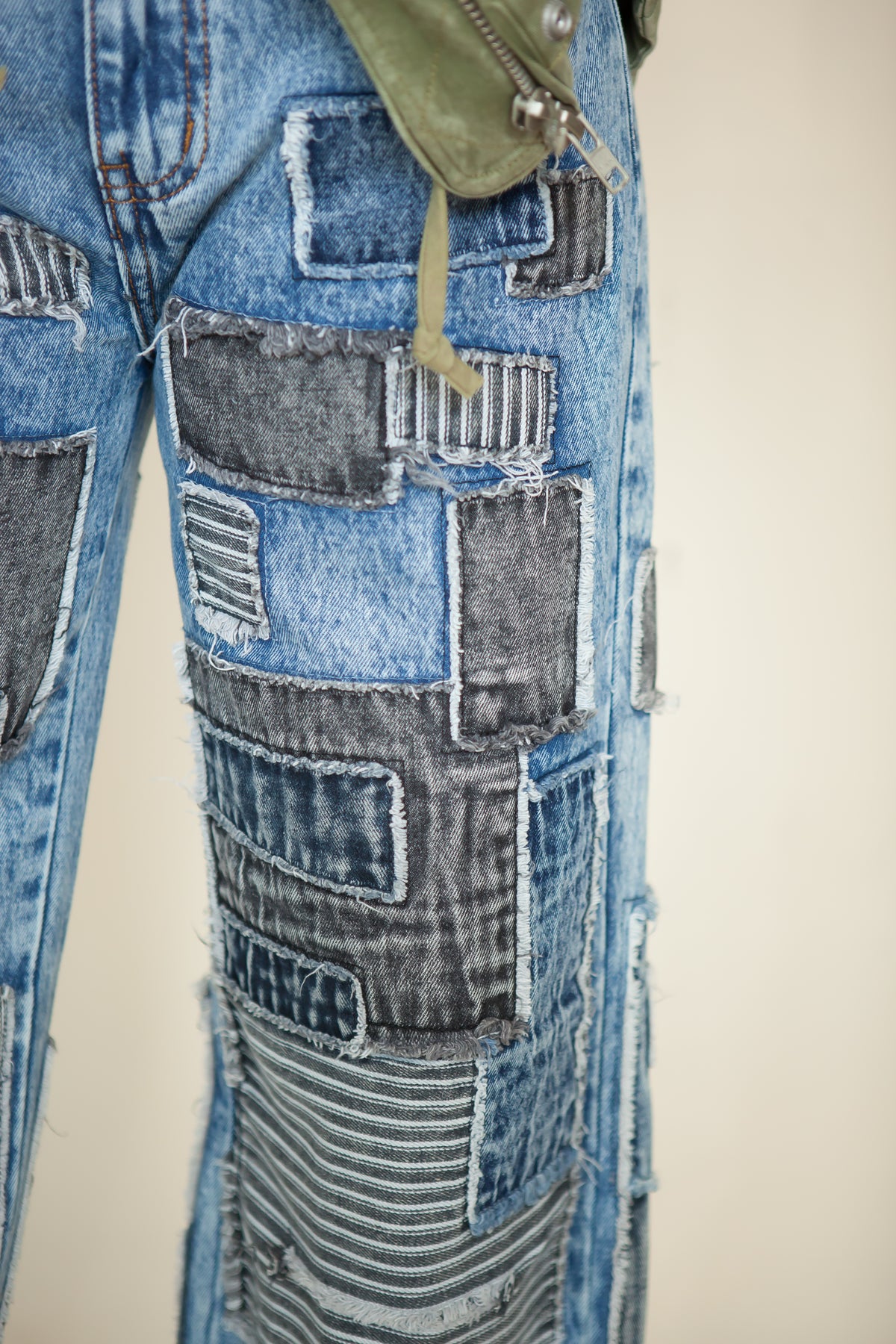 Mosaic Square Patchwork Wide Leg Jeans